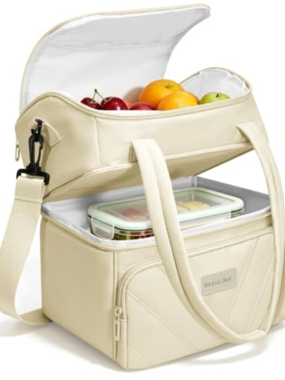 Puffer Lunch Bag Double Deck Leakproof Insulated 12L for Women Work Travel